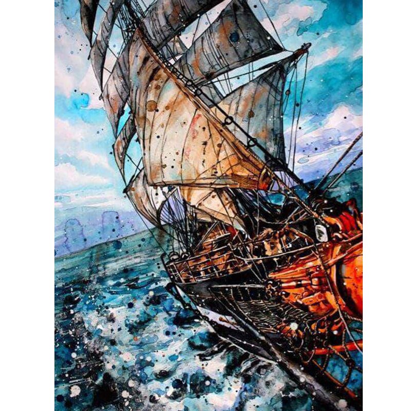 Full Drill Square 5D DIY Diamond Painting Cross Stitch Sailboat Diamond Embroidery Landscape Picture Of Rhinestone Decor Home