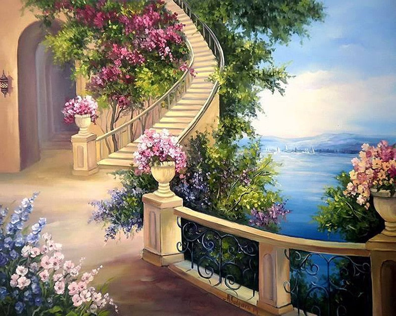 5D DIY Diamond Painting landscape seaside villa