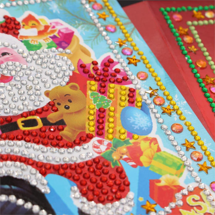 5D DIY Special-shape Cards Xmas Tree Diamond Painting Cartoon Santa Claus Merry Christmas Paper Greeting Postcards Craft