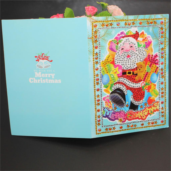 5D DIY Special-shape Cards Xmas Tree Diamond Painting Cartoon Santa Claus Merry Christmas Paper Greeting Postcards Craft