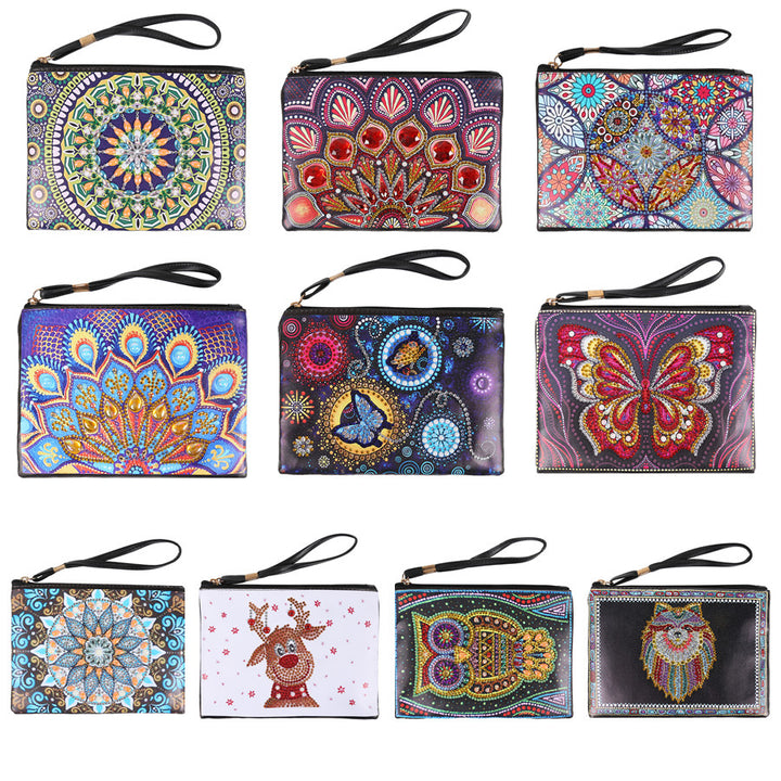DIY Diamond Painting Handbag Special Shaped Cosmetic Storage Bag Wristlet Bags Diamond Painting Women Wallet Purse Craft Gift