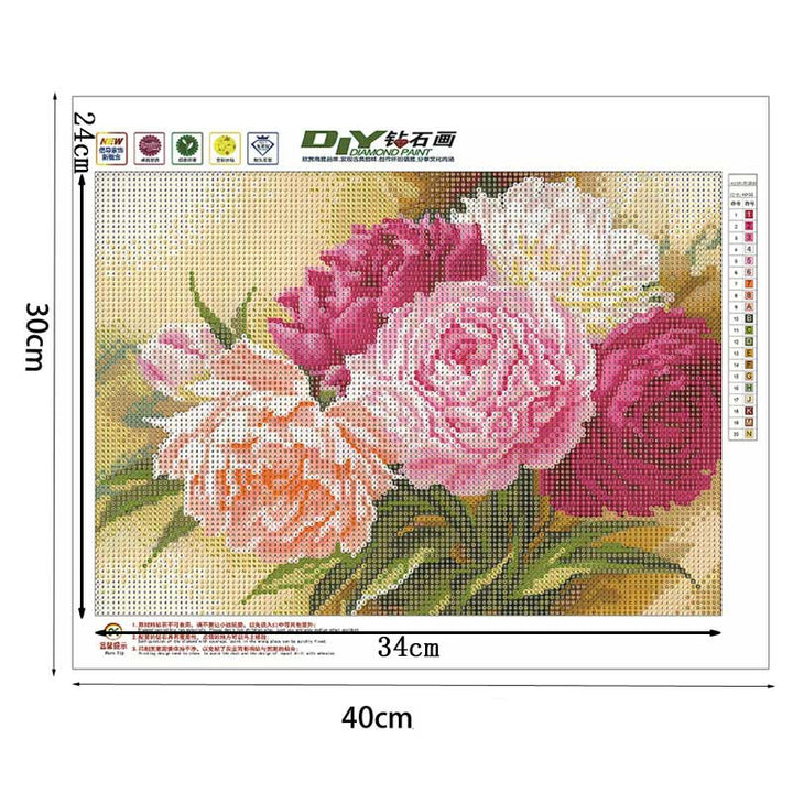 5D Full Diamonds Peony Flowers Embroidery Cross Stitch Kits Household Handmand DIY Decoration Crafts Material Package