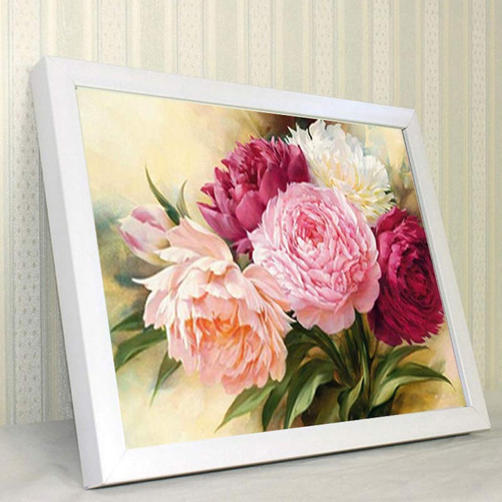 5D Full Diamonds Peony Flowers Embroidery Cross Stitch Kits Household Handmand DIY Decoration Crafts Material Package