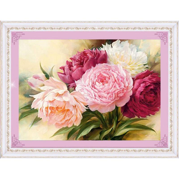 5D Full Diamonds Peony Flowers Embroidery Cross Stitch Kits Household Handmand DIY Decoration Crafts Material Package