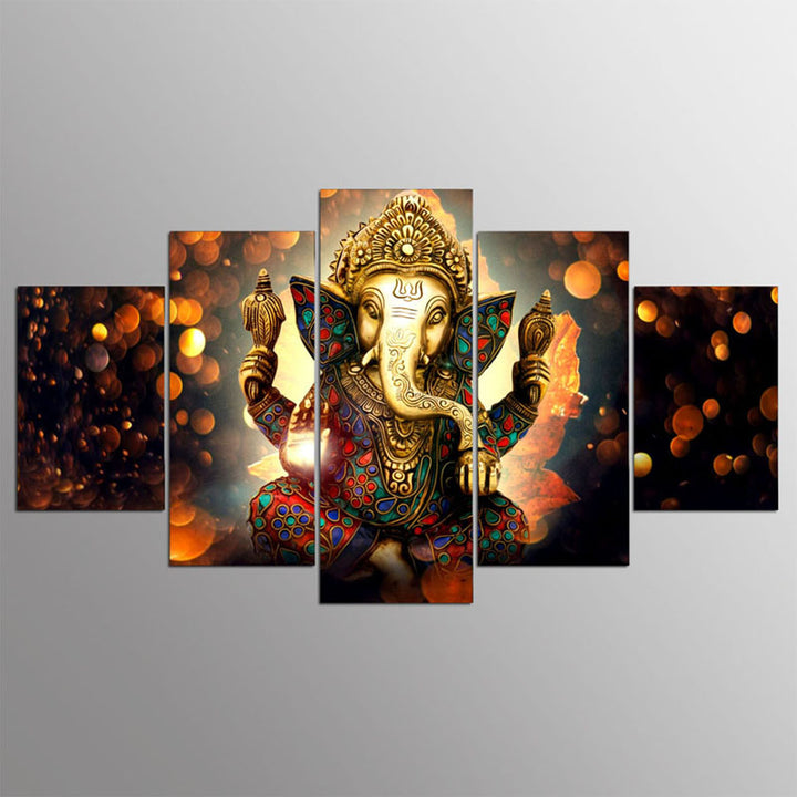Diamond Painting Cross Stitch Kit Full Diamond Embroidery Diamond Mosaic Decor Hindu God Ganesha Elephant 5pcs Home Decoration